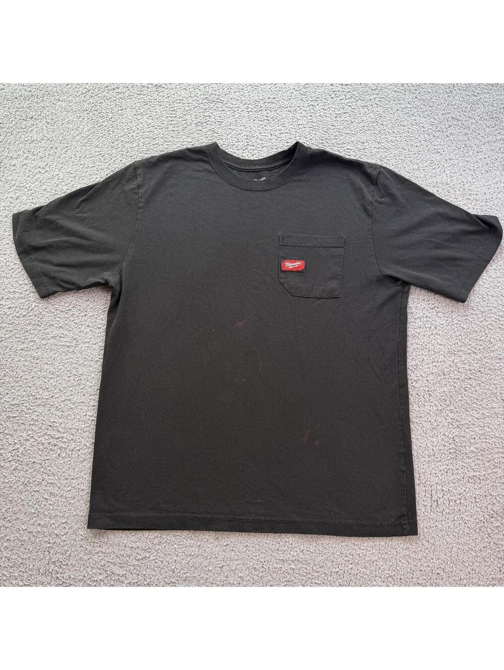 Milwaukee Pocket T Shirt Black Workwear Utility Carpenter Trades Tee L Tools